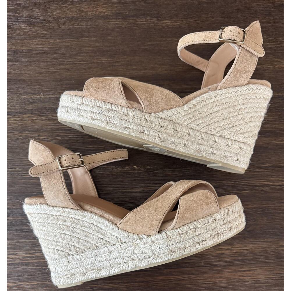 Castaner Blaudell Espadrille Suede Wedge Sandals Size 8.5 EU 39 Beige